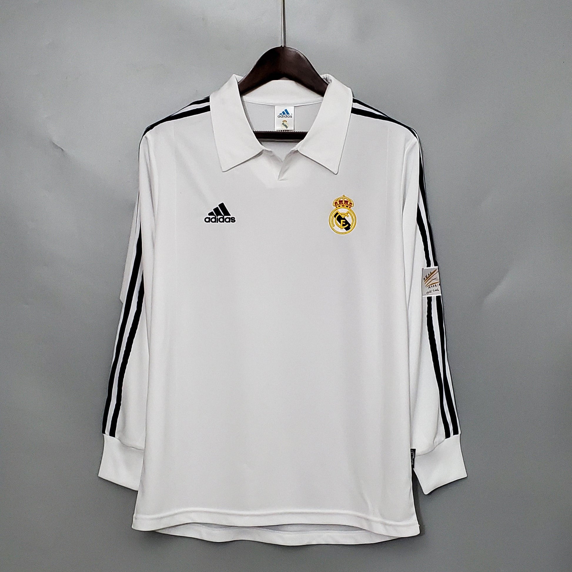 Camisa Real Madrid Titular 2002 - Versão Retro Manga Comprida - Boutique do Boleiro